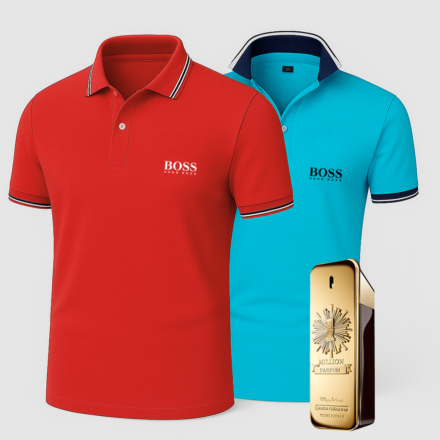 [BUY 1 GET 2] Premiere Polo Shirt Kit – 2 Premium Polos + Free Luxury Fragrance
